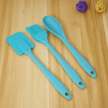 

3PCS Silicone Spatula Spoon Brush Set Cooking Utensil Tool Kit Heat Resistant