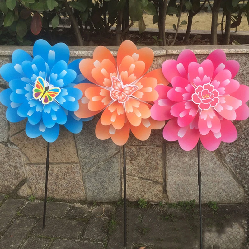 Открытый красочный ветряная мельница бабочка Пион цветок Спиннер ветер садовый декор Детская игрушка подарок