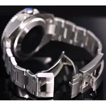 Solid 44mm Black Sterile Dial Stainless Steel Case Luminous Marks Ceramic Bezel Luxury Brand Automatic Movement Men's Watch P65