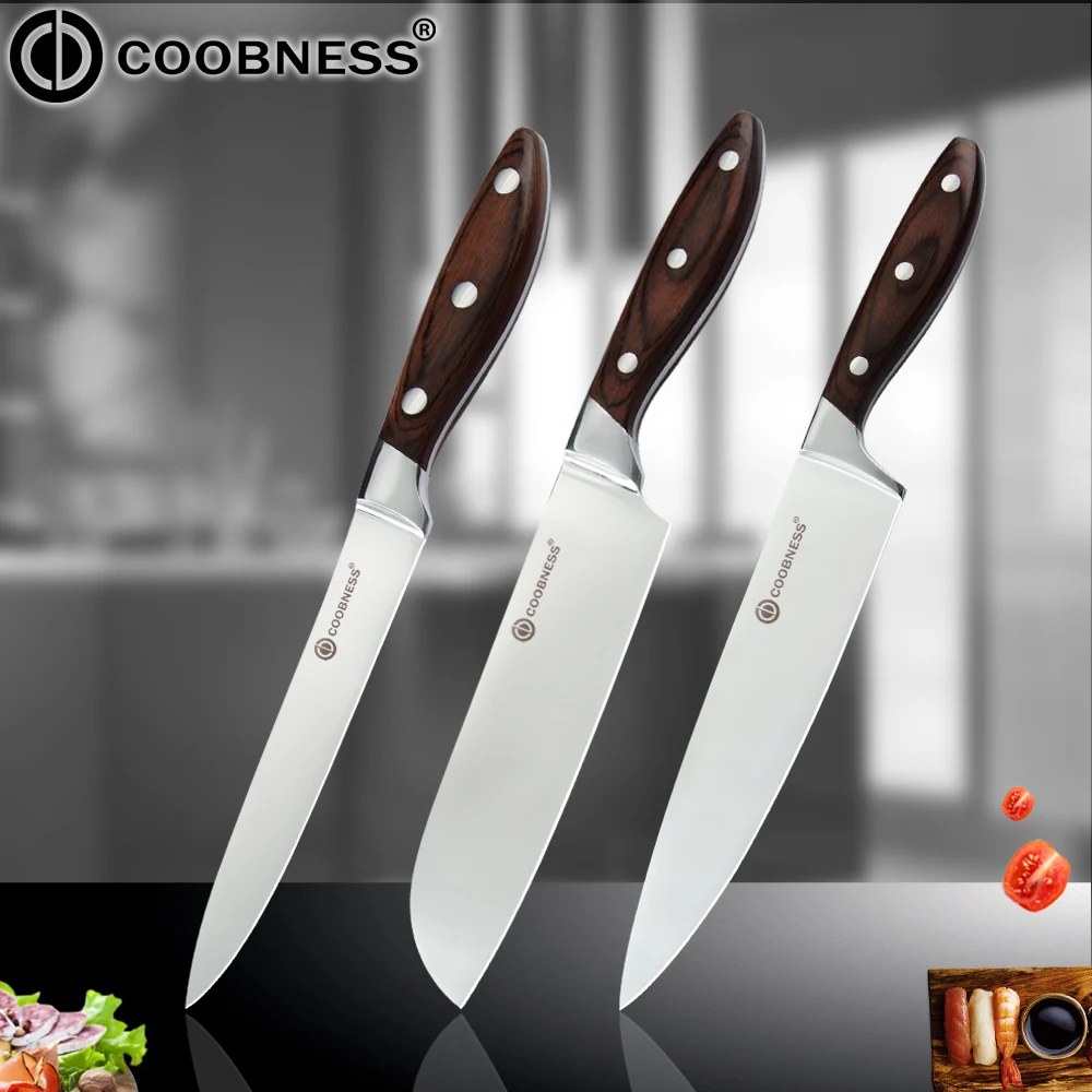Coobness 7Cr17 кухонный нож из нержавеющей стали, японский нож Santoku, нож для нарезки повара, овощные ножи, режущие инструменты