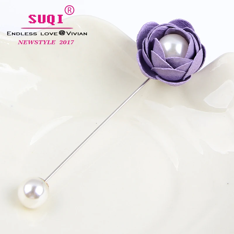 

Fashion Vintage Classic Elegant PU Leather Flowers Floral Venetian Pearl Pins Brooches Collarwear Birthday Christmas gifts