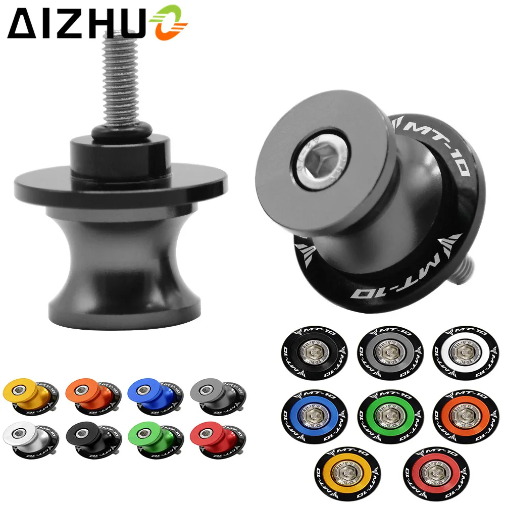 For YAMAHA MT10 MT 10 MT-10 Motorcycle Swingarm Slider Spools 6mm Moto Motorbike CNC Aluminum Accessory MT-10 LOGO Stand Screws