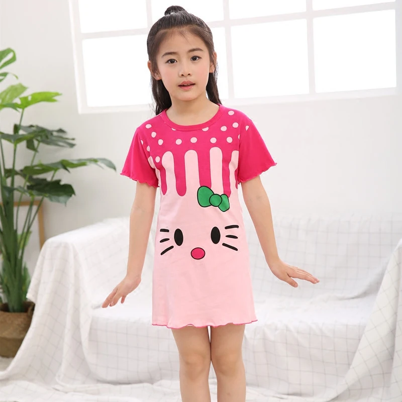 Children Clothing Summer Dresses Girls Baby Pajamas Cotton Princess Nightgown Kids Home Cltohing