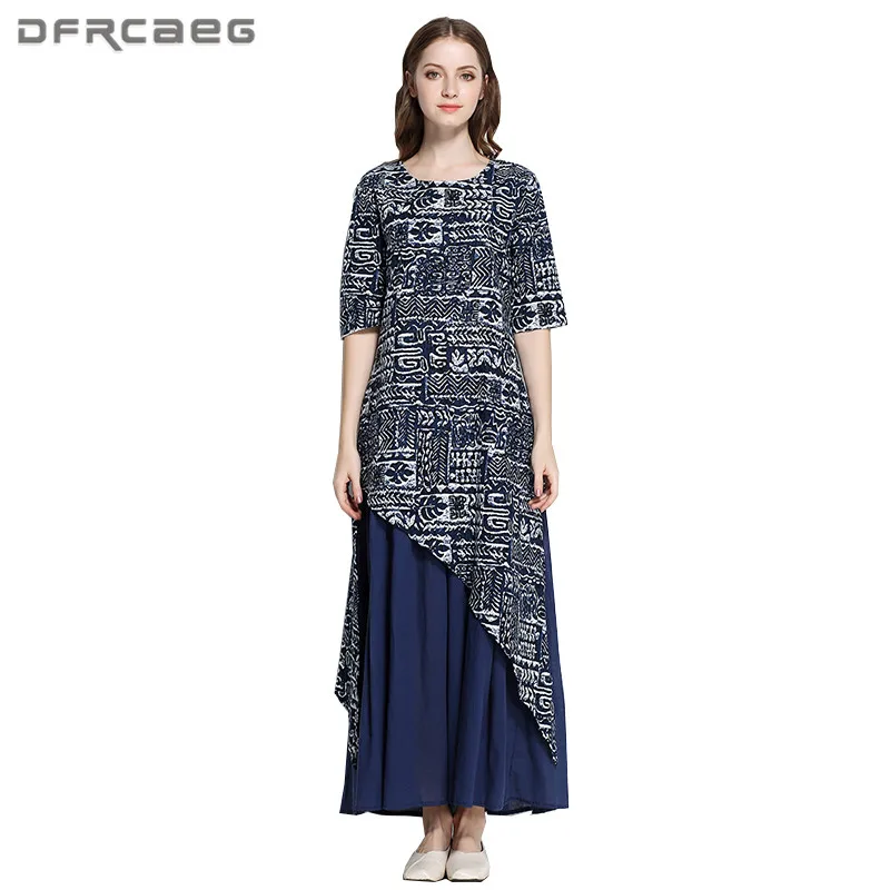 XL 4XL Plus Size Cotton Linen Maxi Dresses Women 2018 Summer Fashion