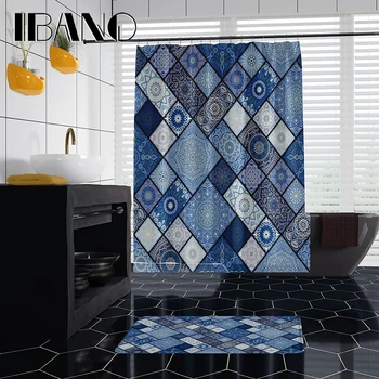 

IBANO Bohemia Shower Curtain Waterproof Polyester Fabric 180x180cm Bath Curtain 40x60cm Mat For The Bathroom Curtain And Mat