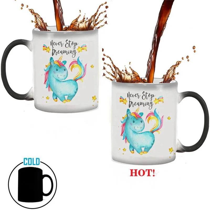 

1pcs Cute Unicorn Mug 350ml Ceramic Thermosensitive Cup Novelty Magic Coffee Cup And Mug For Girl Gift