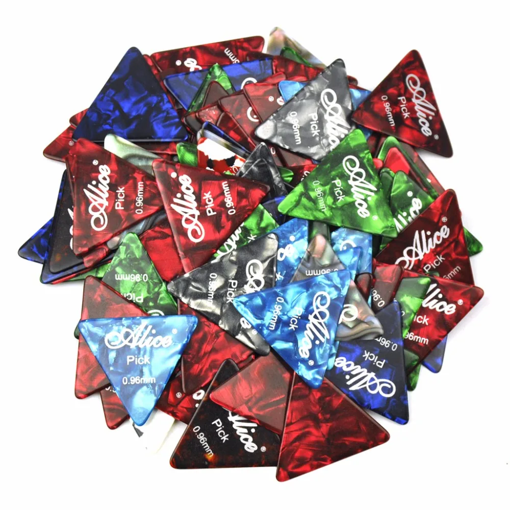 

Alice 100pcs Heavy 0.96mm 355 Triangle Guitar Picks Plectrums Assorted Colors Celluloid