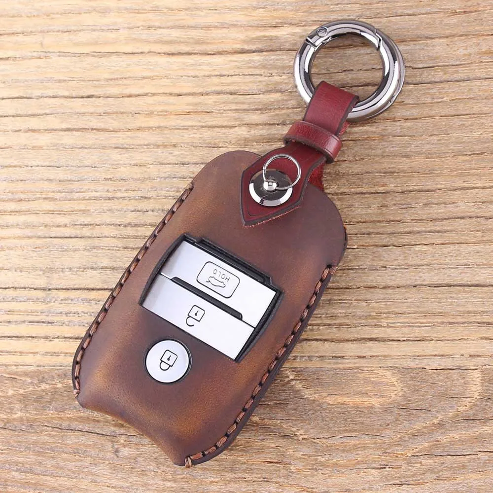 KEYYOU Remote Key Shell Case Fob 3 Buttons Genuine Leather Protector Key Cover For Kia K3 K4 K5 Sorento Sportage Car Key C KEYYOU Remote Key Shell Case Fob 3 Buttons Genuine Leather Protector Key Cover For Kia K3 K4 K5 Sorento Sportage Car Key C