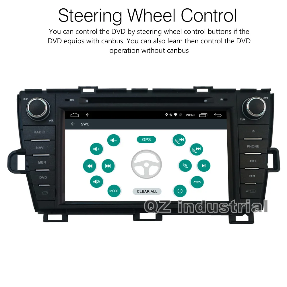 Cheap QZ industrial HD 8inch Android 8.1 for Toyota Prius 2008-2014 Car DVD Player with Radio Navigation BT SWC GPS 3G 4G RDS WIFI Map 3