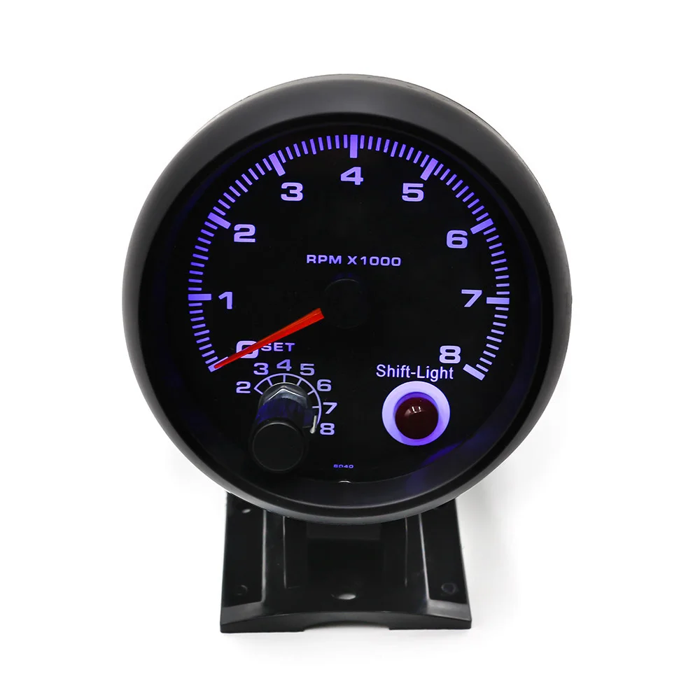 Тахометр 3 3/4 &quotчерный цвет 0 8000 rpm датчик с Интер сдвиг голубой Led автомобилей метр