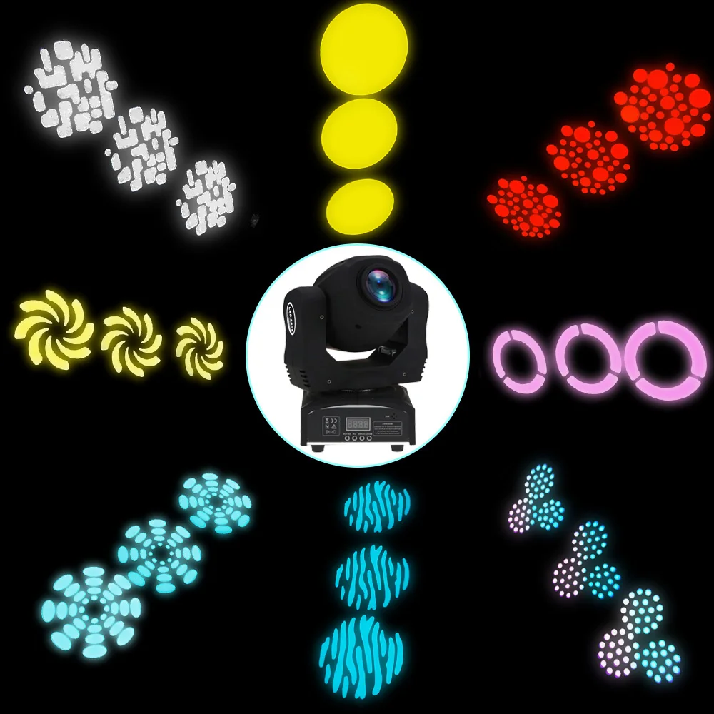 

New Stage Effect Light Lighting 60W LED 8 Gobos 8 Colors Fixture RGBW 9/11 Channel Auto-run DMX512 Sound-activated DJ Club Show