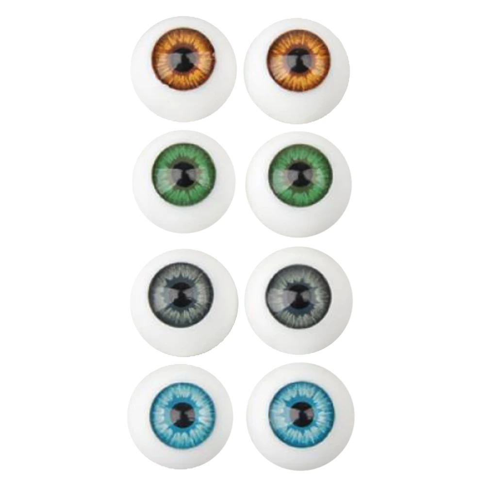 8Pcs 4 Colors Half Round Hollow Acrylic Eyes Eyeballs 16mm Doll Making Repair