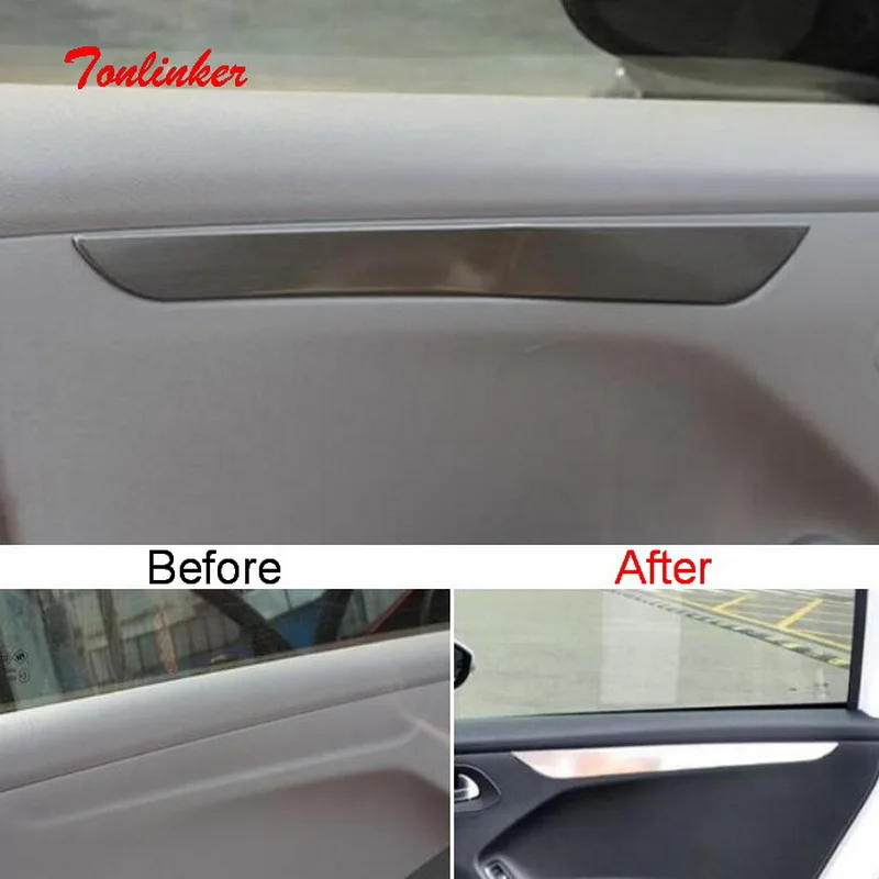 

Tonlinker Interior Door Edge Cover Stickers for Citroen C-Elysee/Peugeot 301 2014-19 Car Styling 4 Pcs Stainless Steel Stickers