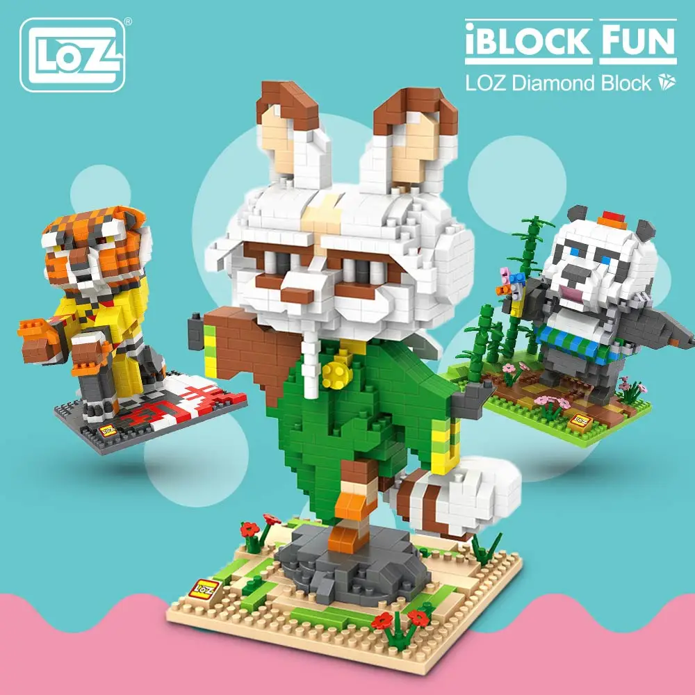 Кубик кристалл LOZ игрушечные фигурки животных милый мультфильм панда аниме