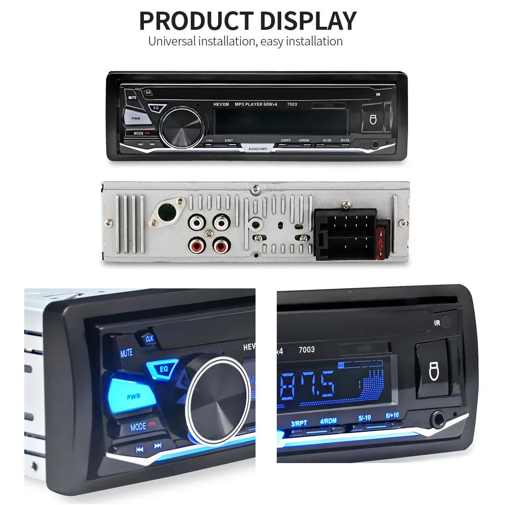 7003 Din автомобильный аудио Авто Радио стерео музыка Bluetooth MP3 плеер FM тюнер Авторадио AUX вход радио USB зарядное устройство Порт