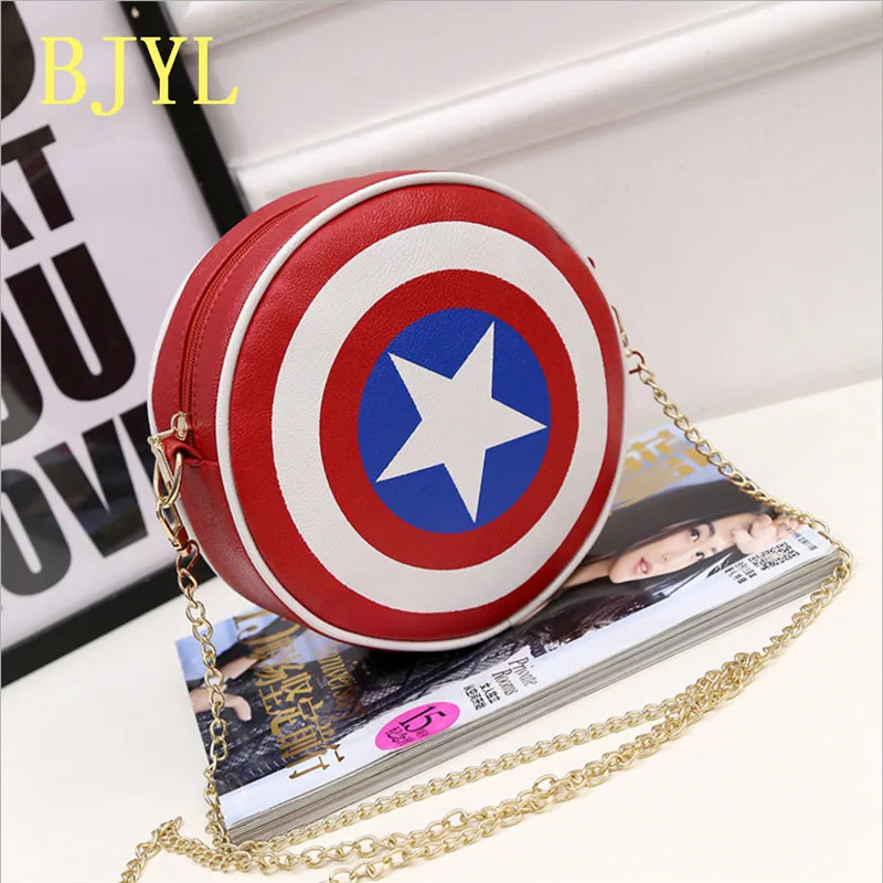 

Captain America Women pu Shoulder Bag Handbag Retro Female Small Messenger Bag Famous Designer Clutch Shoulder Bags Cosplay