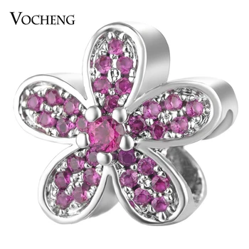

20PCS/lot Wholesale Flower Beads Charms Luxury CZ Stone Jewelry Accessories Brass Material 5 Colors Vn-1714*20