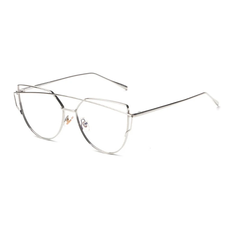 Iways, стильные женские очки, серебряная оправа,, двухлучевые очки, металлическая оправа, кошачий глаз, прозрачные очки, оптическая оправа для мужчин - Цвет оправы: Серебристый