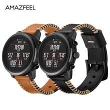 Кожаный ремешок для Xiaomi Huami Amazfit темп Stratos Смарт часы браслет для Xiaomi Amazfit ремешок из натуральной кожи ремень 22 мм
