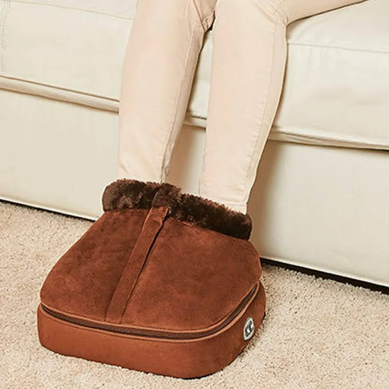 

2 IN 1 Electric Heated Foot Warmer Massage Shoes Cosy Unisex Velvet Feet Heated Foot Warmer waist Massager Back Big Slipper Warm