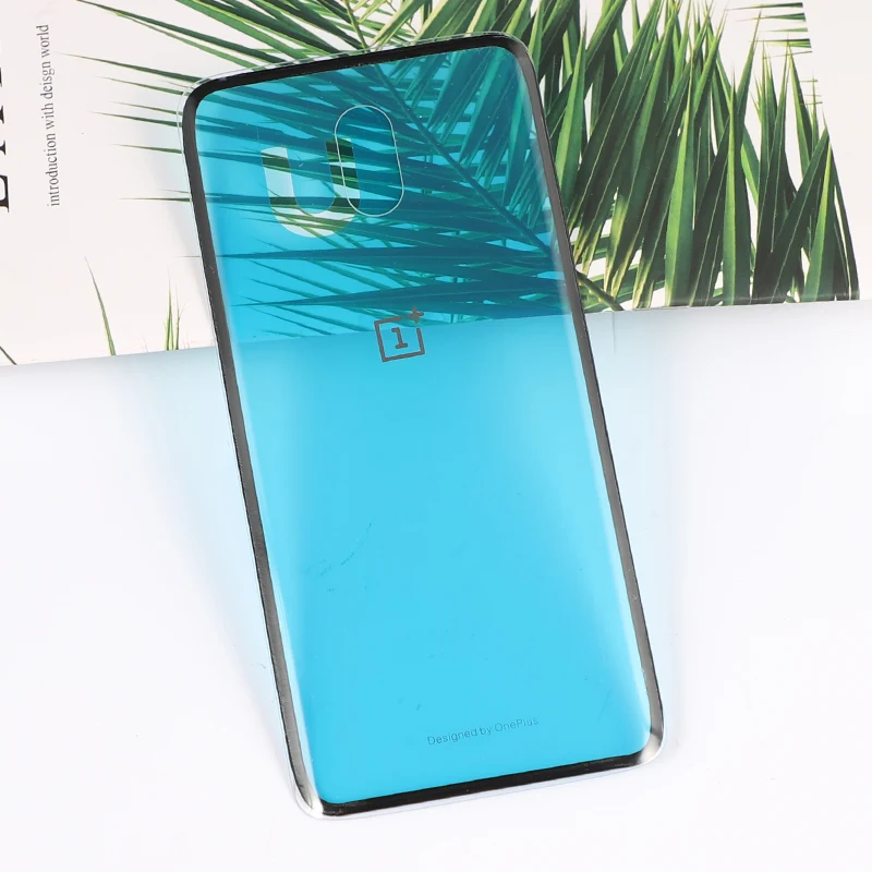 Oneplus6T корпус для Oneplus 6T One Plus стеклянная Задняя крышка батареи мобильного телефона запасные части чехол+ клей - Цвет: Прозрачный