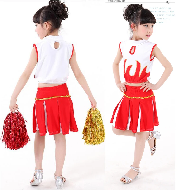 Костюм для девочек Стандартный красный старшеклассников|cheerleader costume kids|cheer uniformskids