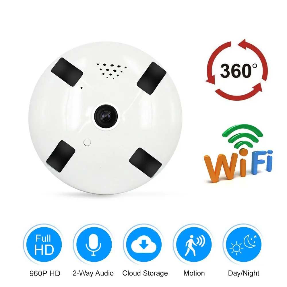 

ZILNK Cloud Camera WIFI 960P HD 360 Degree Panoramic Fisheye Wireless IP Camera Surveillance Security
