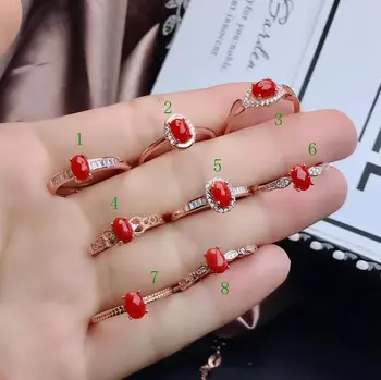 

red coral ring siver jewelry for women ornament natural coral real 925 silver many styles girl birthday gift