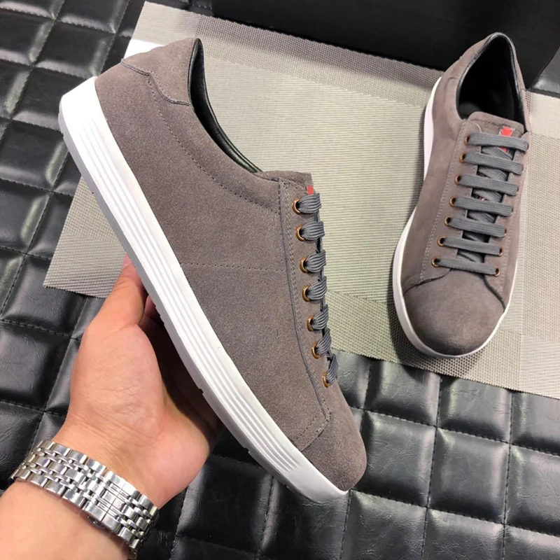 

Top Quality Frosted Cow Genuine Leather Sheepskin Lining TPR Soft Sole Handmade Casual Men Shoes 3 Colors DHL Shipping Available