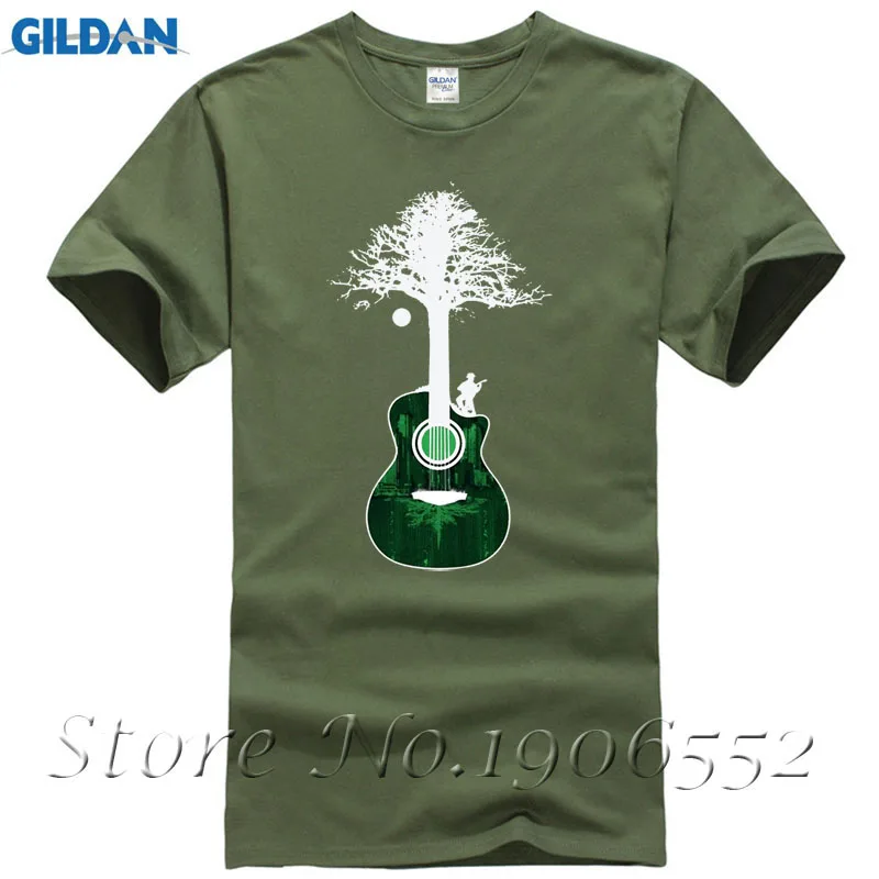 Men's Geek Acoustic Guitar Shirt Custom Short Sleeve Tree Root Tee Shirts Hip Hop Top Tees Any Logo Size | Мужская одежда