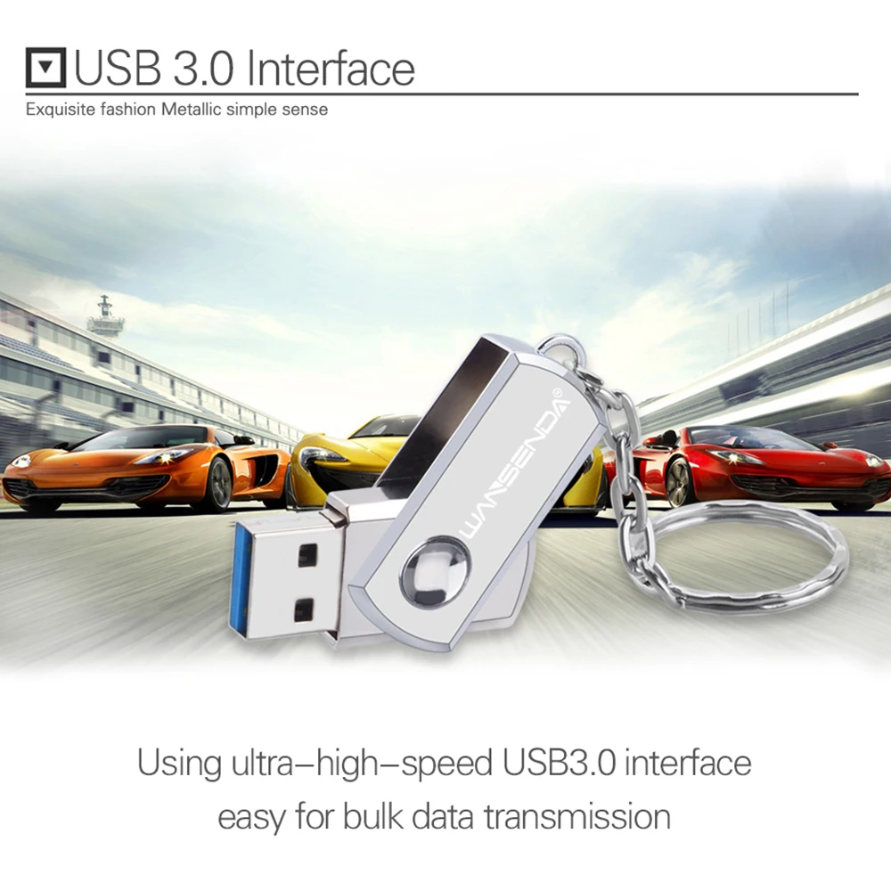 WANSENDA 64 ГБ 32 флеш накопитель USB 3 0 с кольцом для ключей цепи 16 GB Высокая Скорость