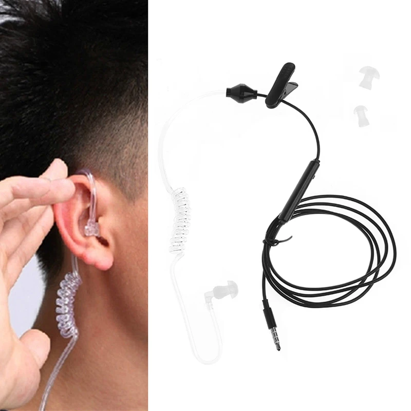 

OOTDTY Newest 2017 New 3.5mm Air Tube Anti-radiation Stereo In-Ear Single Headset Earphone With Mic