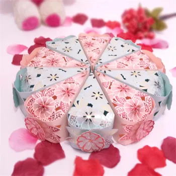 

Wholesale 100PCS Four Cake Styles Wedding Favor Gift Candy Box With Ribbon Wedding Paper Bag Decoration