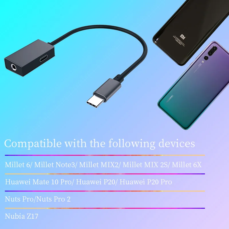 Адаптер USB Type C с разъемом 3 5 мм для наушников Xiaomi Mi 6 Huawei Mate 10 Pro зарядка и