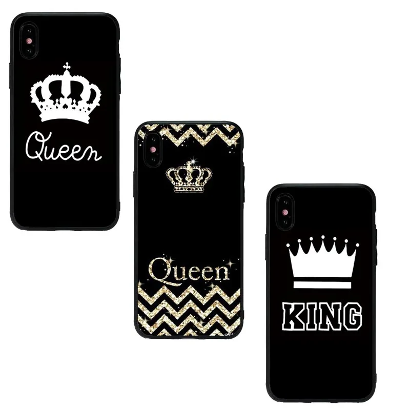 Queen King Crown Soft TPU Case for iPhone 6 Case Silicon Phone Cover Girl Fashion Case For iPhone6 6sPlus 7Plus 8 8Plus 5S SE  X