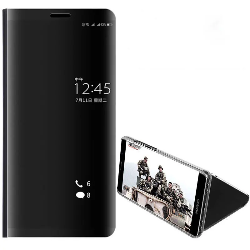 

For Oneplus 6 6T Electroplated Ultra-thin Cover Anti-fall Plated Mirror Smart Leather Case Stand Shell Cases Coque Fundas 6 6T