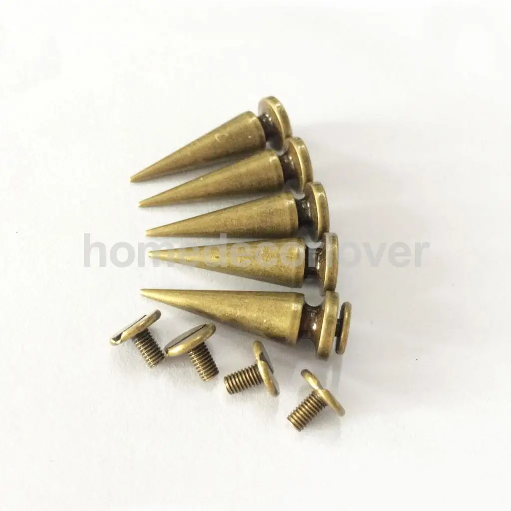 10pcs Copper Cone Screw Stud Leather Craft Spike Rivets Shoe Clothing Decoration