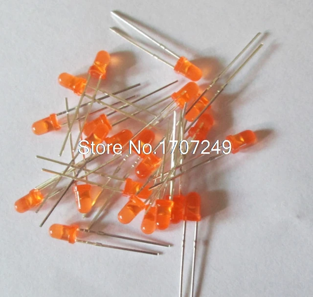 1000pcs 3mm Diffused Orange Through Hole Diode Light 602