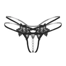 Женское сексуальное нижнее белье с открытым шаговым швом, цветами верности, бусинами, Эротическое нижнее белье, привлекательное нижнее белье, бандажные трусики без бретелек