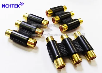 

NCHTEK 3-RCA Coupler Female Jack RCA Extension Adaptor RCA RGB AV Audio+Video Coupler Adapter Connector/Free shipping/50PCS