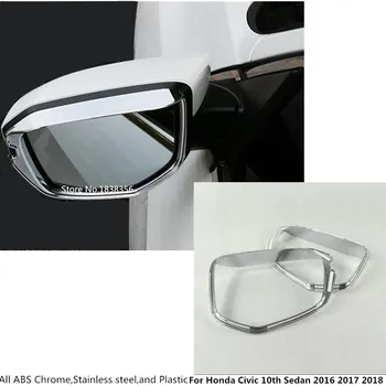 

For Honda Civic 10th Sedan 2016 2017 2018 2019 stick rear Rearview glass Mirror Rain Eyebrow Shield Sun Visor Shade ABS Chrome