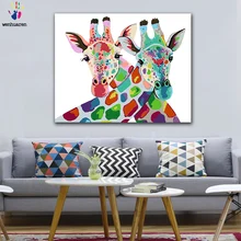 DIY цвета картины по номерам с цветами окрашенные Животные Жираф лягушка Рисунок Живопись по номерам Обрамленный дом