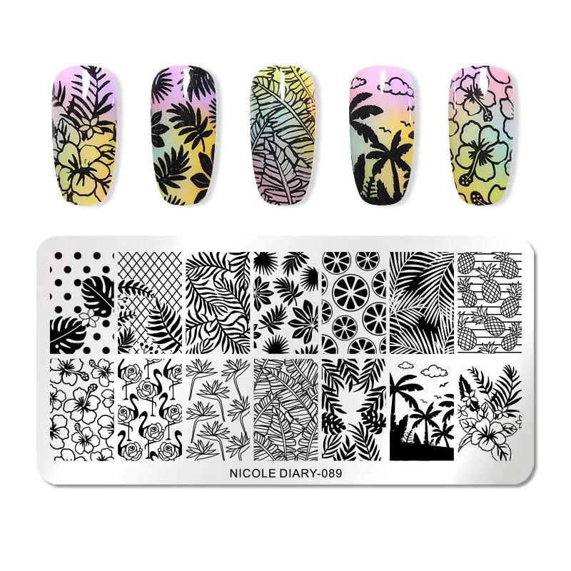 NICOLE дневник из нержавеющей стали для штамповки ногтей пластины цветы для дизайна ногтей DIY наклейки для ногтей Аксессуары для трафаретов инструмент - Цвет: ND-89