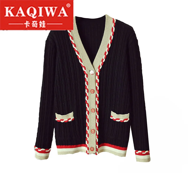 Best Price 2018 Autumn Women Cardigans Vintage Color Block Twist Crochet Jersey Knitted Sweater Women Pockets Patchwork Jacket Jumper