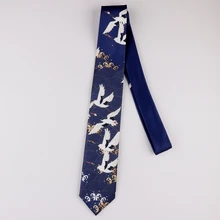 Креативный дизайн для мужчин и женщин темно-синий кран печати галстук и Ветер Ретро литературный Молодежный подарок на день рождения ins мода галстук ширина 7 см