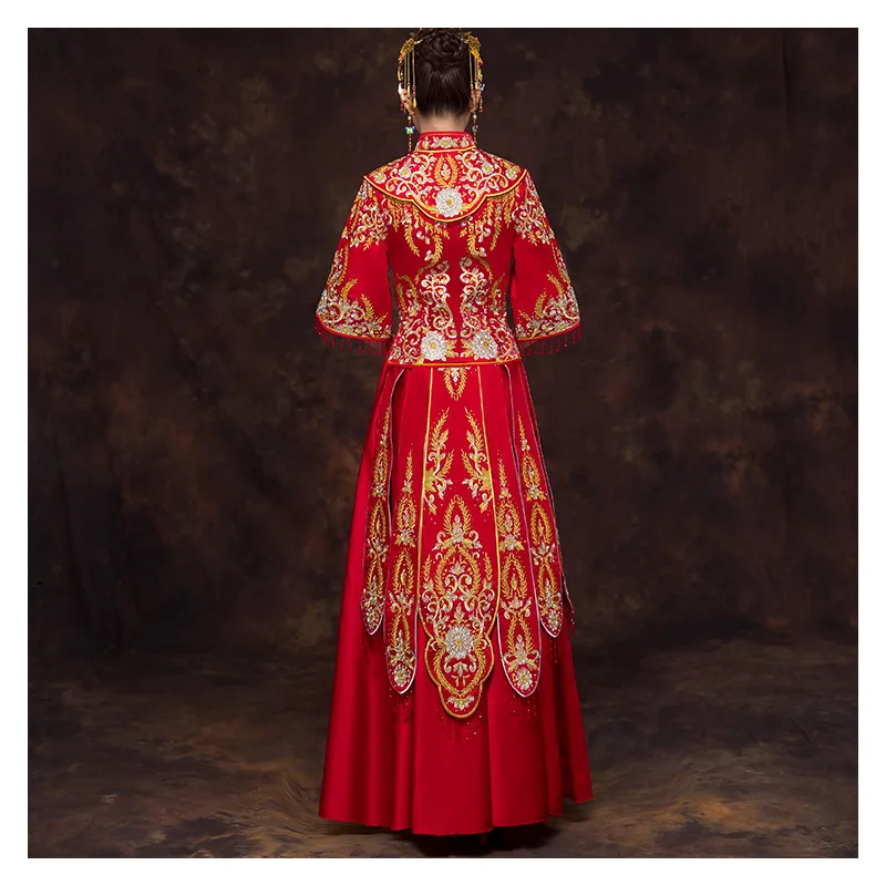 Cheongsam китайское женское свадебное платье QiPao вышивка вечернее длинное платье la robe de mariee cheongsam femmes chinoises