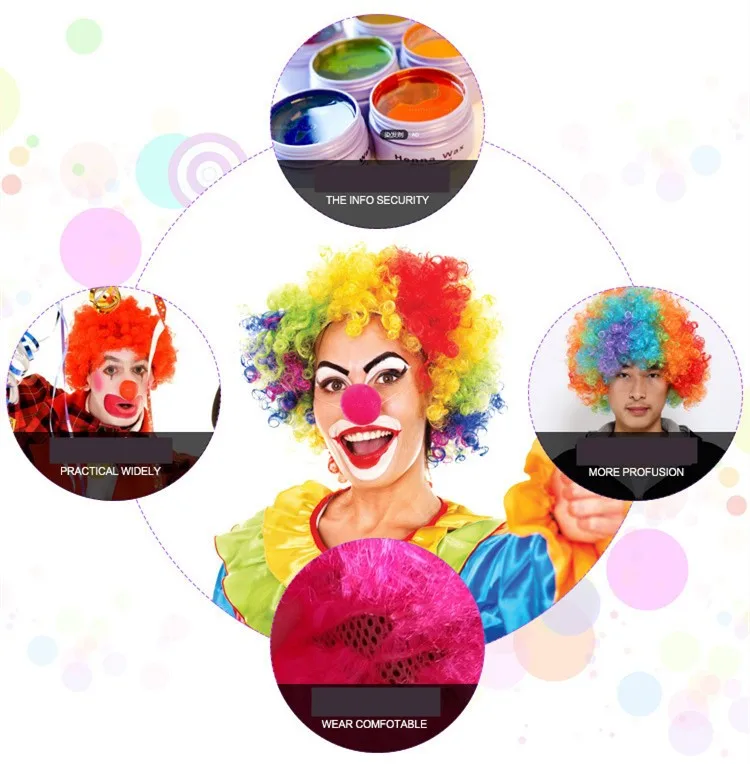 Christmas Party Curly Hair Wig Disco Rainbow Afro Clown Hair wig Football Fan Adult Child Costume Party Costume Free Shipping FC08 (4)