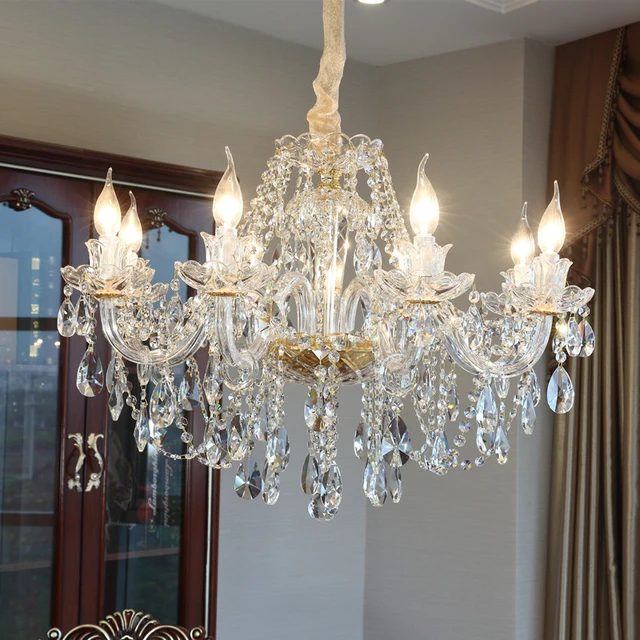 Crystal Chandelier Lighting Luxury Living Room Crystal Hanging Light Bedroom Stair Dining Room Candle Lamps Glass Lamp Gold Lamp 4