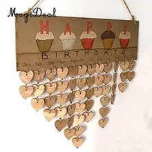 MagiDeal placa colgante de pared de recordatorio de cumpleaños de tablero de calendario de madera colorido Vintage encantador para la decoración del banquete de boda de Navidad