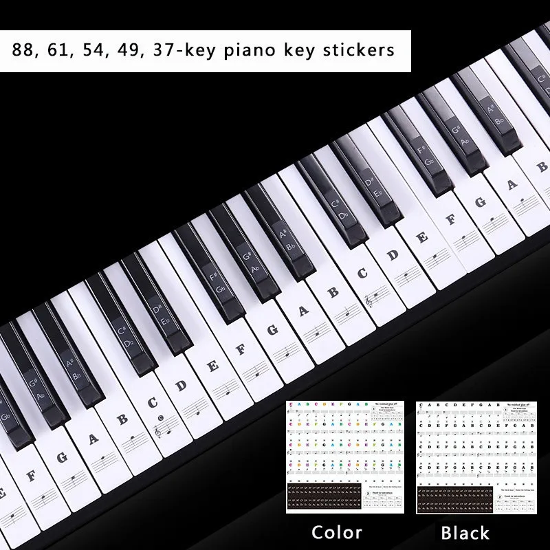 

1pcs removable PVC Piano Sticker 54/61 88 Key Transparent Piano Keyboard Stave Electronic Keyboard Note Sticker